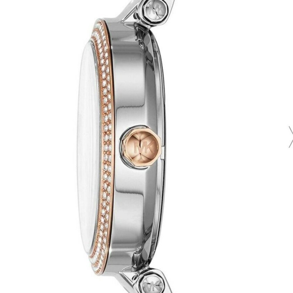 MICHAEL KORS Women's Parker Rose Gold/Silver Crystal Watch MK Logo MK6314 New! - Picture 3 of 10